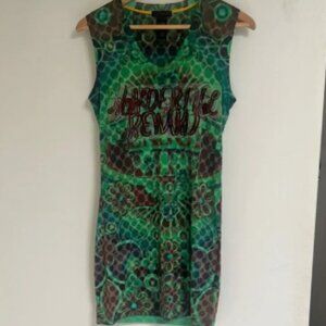 Custo Barcelona Rare Vintage Green Blue and Brown Sleeveless Long Line Top 3 L